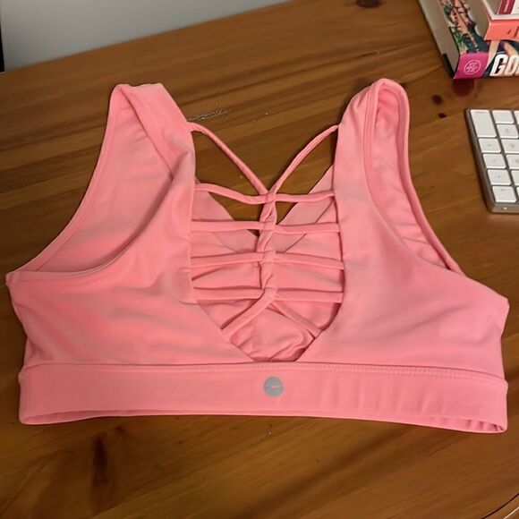 Avia V Front Braided Back Pink Sports Bra - Picture 2 of 5